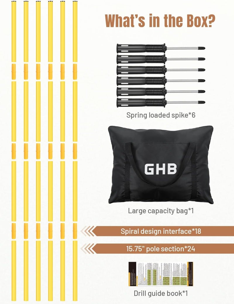 GHB Agility Poles 6 Pack 6ft Sports Soccer Training Poles,Detachable Speed Training Equipment Football Accessories - Image 5